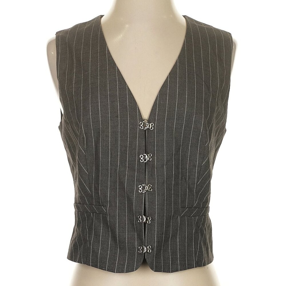 Elegant Paris-Style Isalis Pinstripe Vest Dressy Top